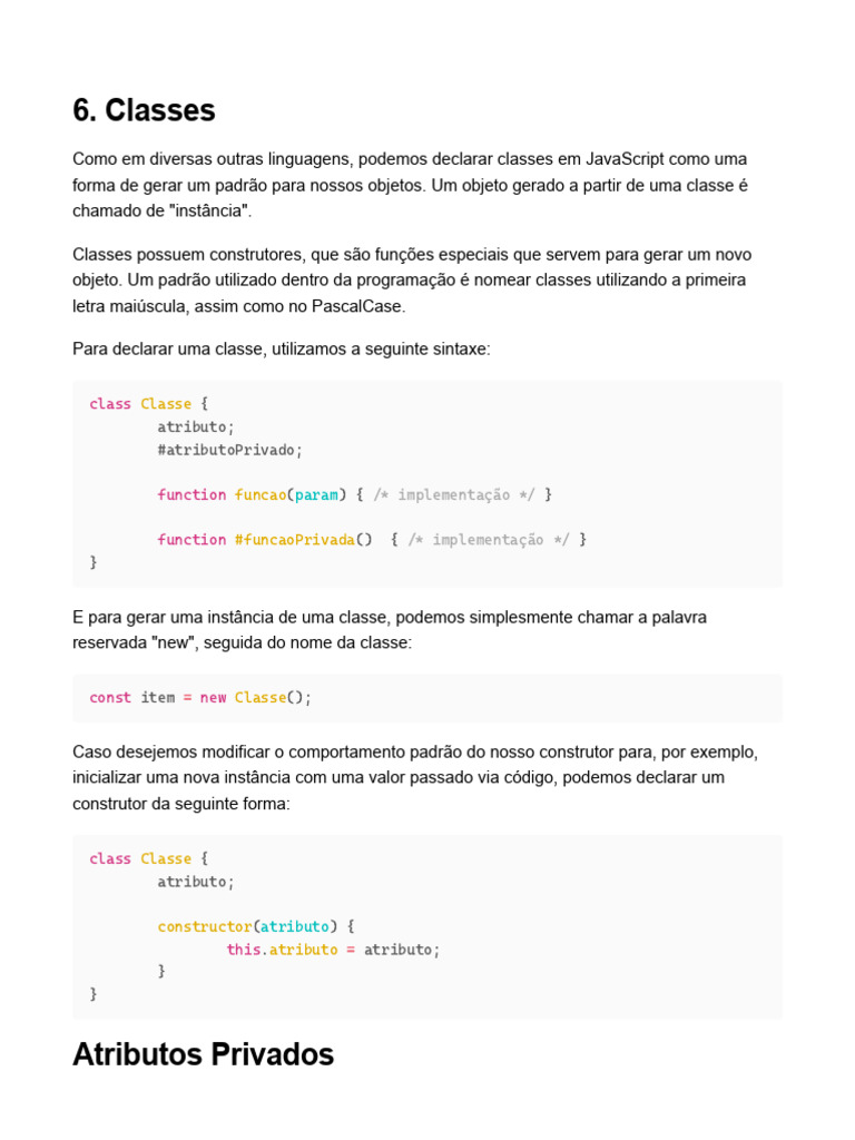Classes | PDF | Classe (programação de computadores) | Método ...