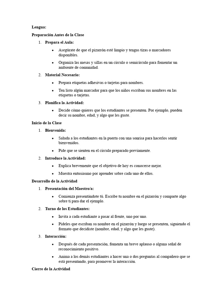 Primer Dia de Clase | PDF