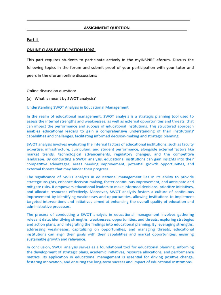 Understanding SWOT in Educational Management | PDF | Swot Analysis ...
