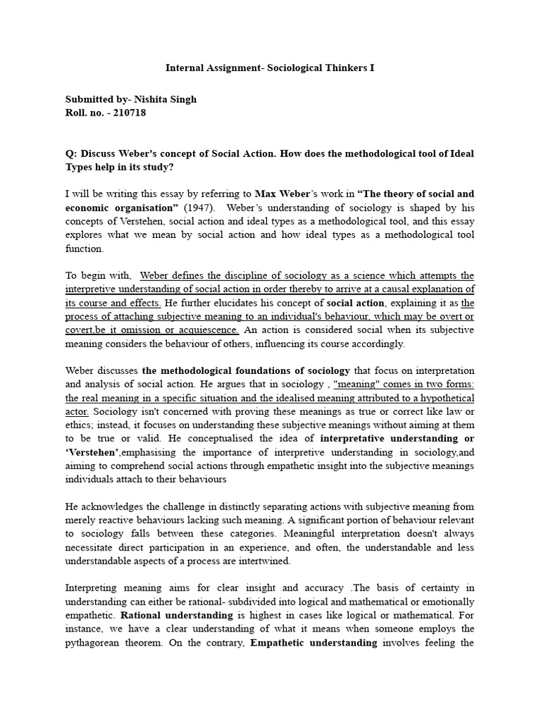 Internal assignment | PDF | Sociology | Max Weber