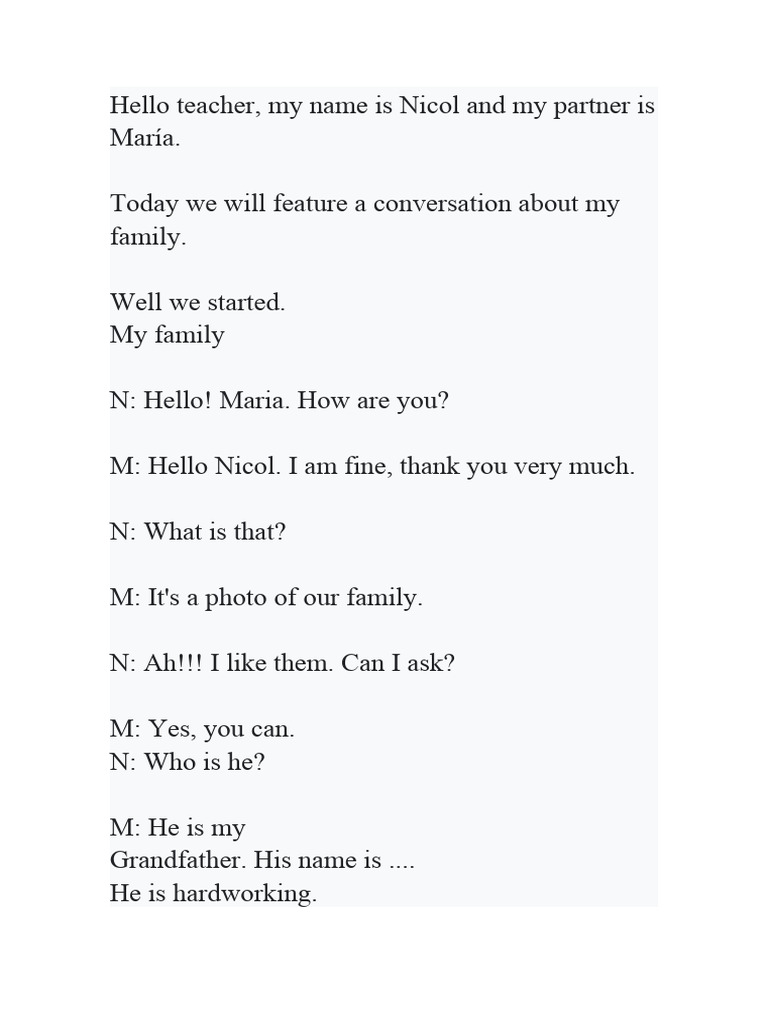 Family Conversation Dialogue Example | PDF
