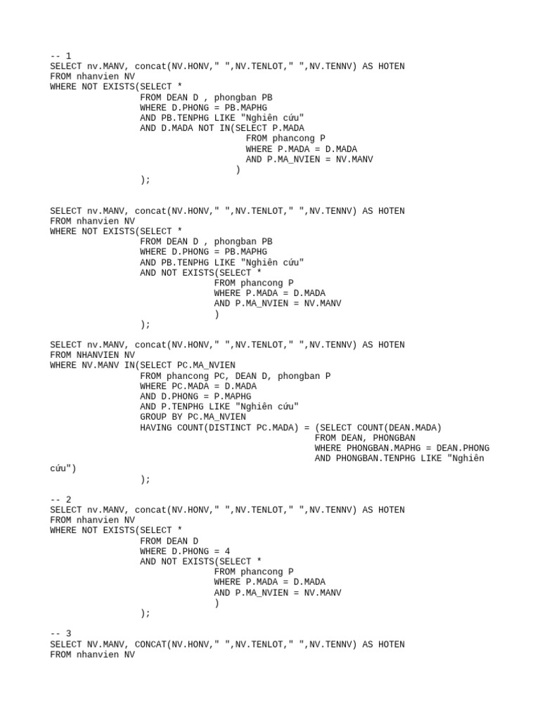 Employee Selection Queries in SQL | PDF