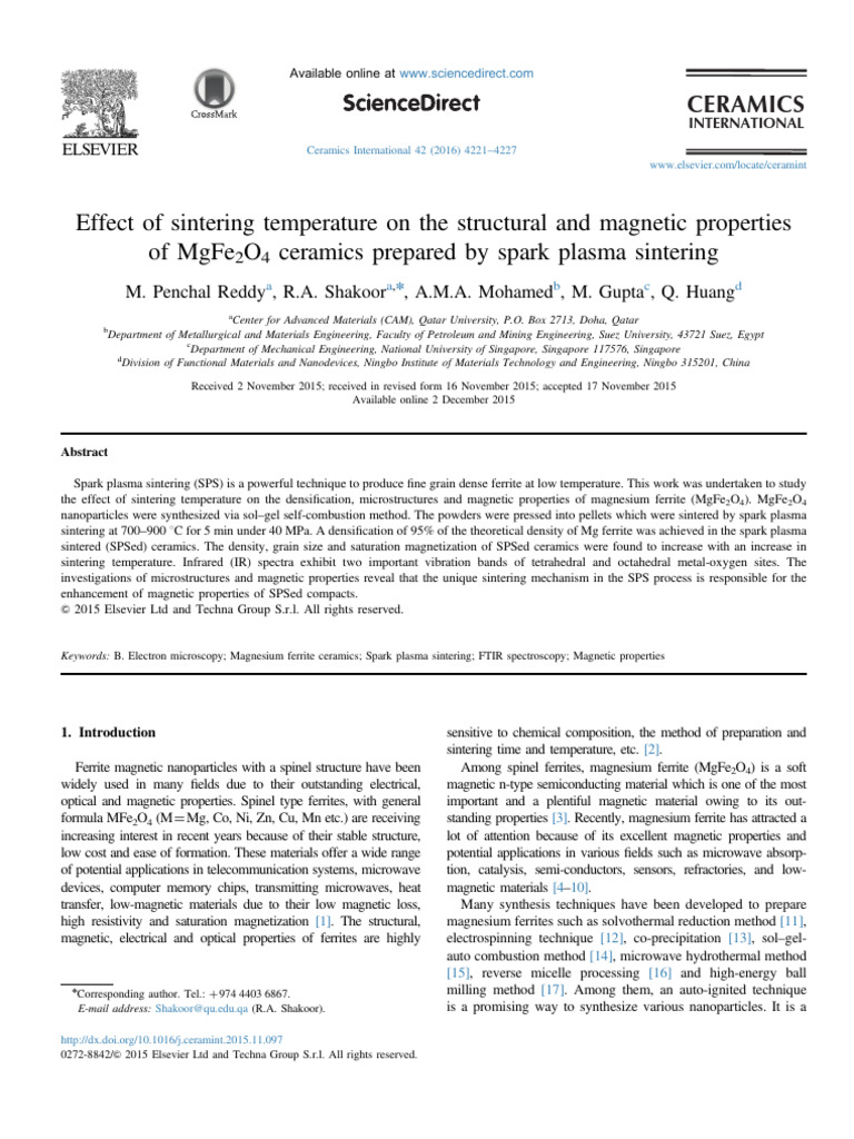 Effect of Sintering Temperature On The Structural and Magnet - 2016 ...