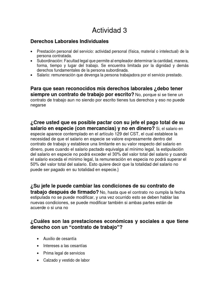 Derechos Laborales y Contrato de Trabajo | PDF | Salario | Derecho laboral