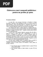 Elaborarea Unei Campanii Publicitare Pentru Un Produs Pe Piata