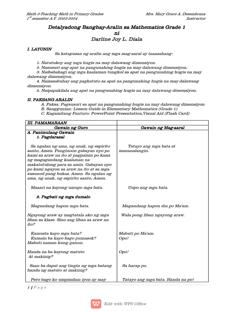 DETAILED LESSON PLAN Template1 | PDF