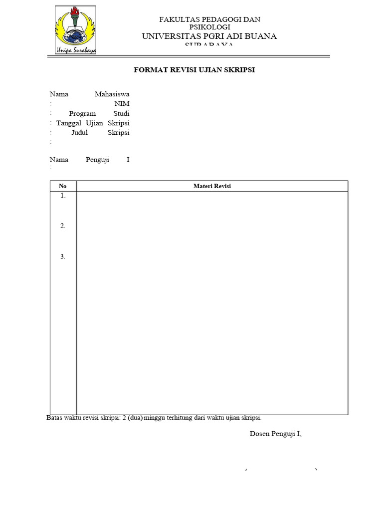 Format Revisi Ujian Skripsi | PDF