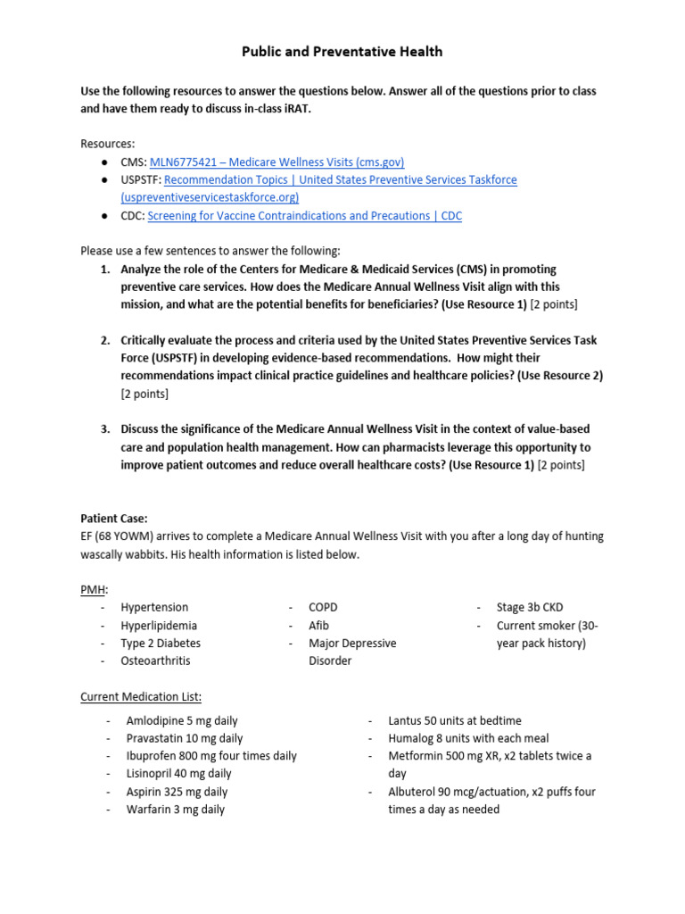 Public & Preventative Health PreWork | PDF | Preventive Healthcare ...