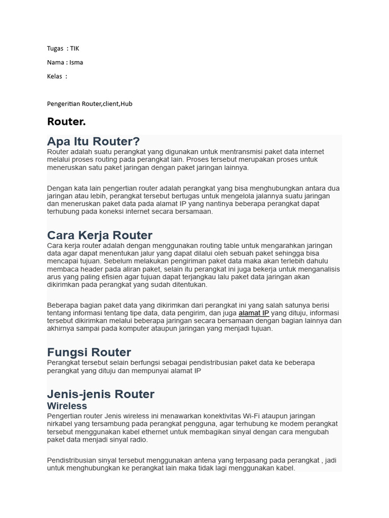 Pengertian dan Fungsi Router | PDF | Bisnis