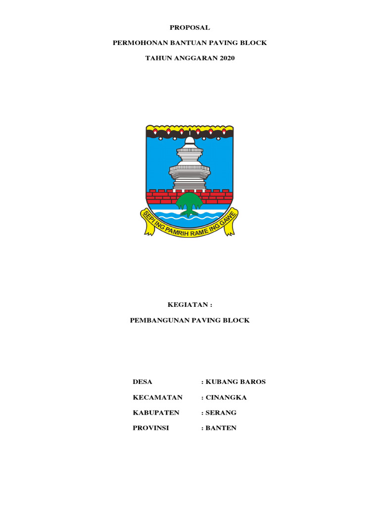 Proposal Paving Block Desa Kubang Baros | PDF
