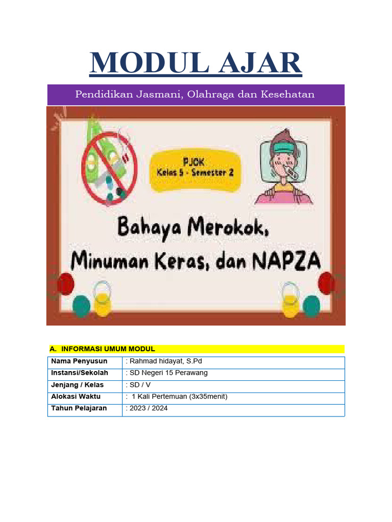 Bahaya Rokok dan Minuman Keras Kelas 5 | PDF