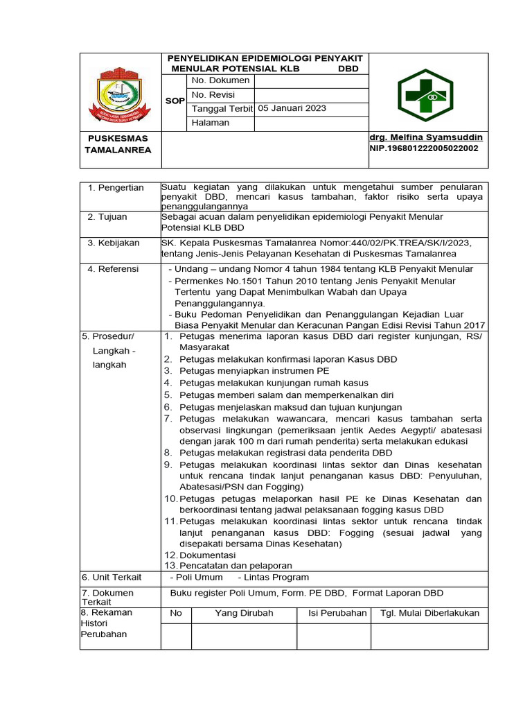 Penyelidikan Epidemiologi DBD dan KLB | PDF