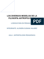 Diferencia en una monografía los diversos modelos de la filosofía antropológica