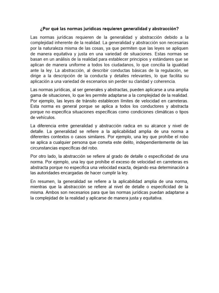 Generalidad y Abstracción en Normas Jurídicas | PDF