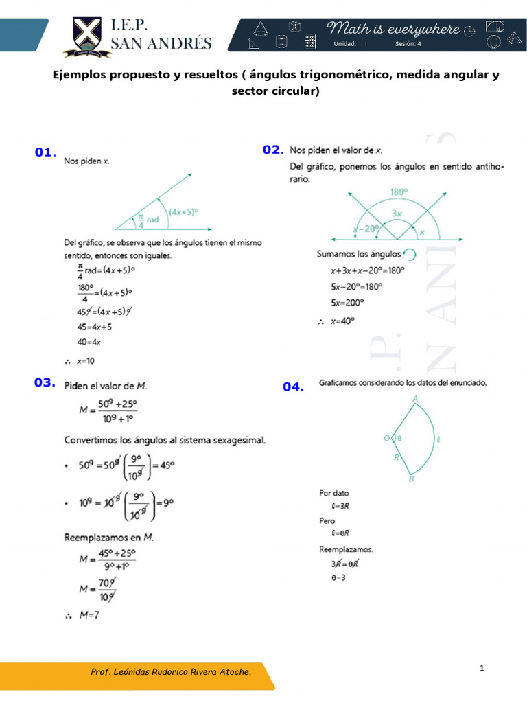 Problemas de ángulos trigonométricos | PDF