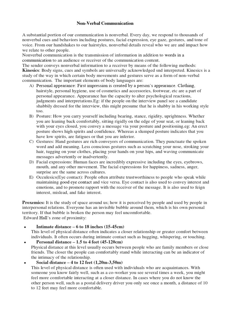 Non-Verbal Communication | PDF | Nonverbal Communication | Communication