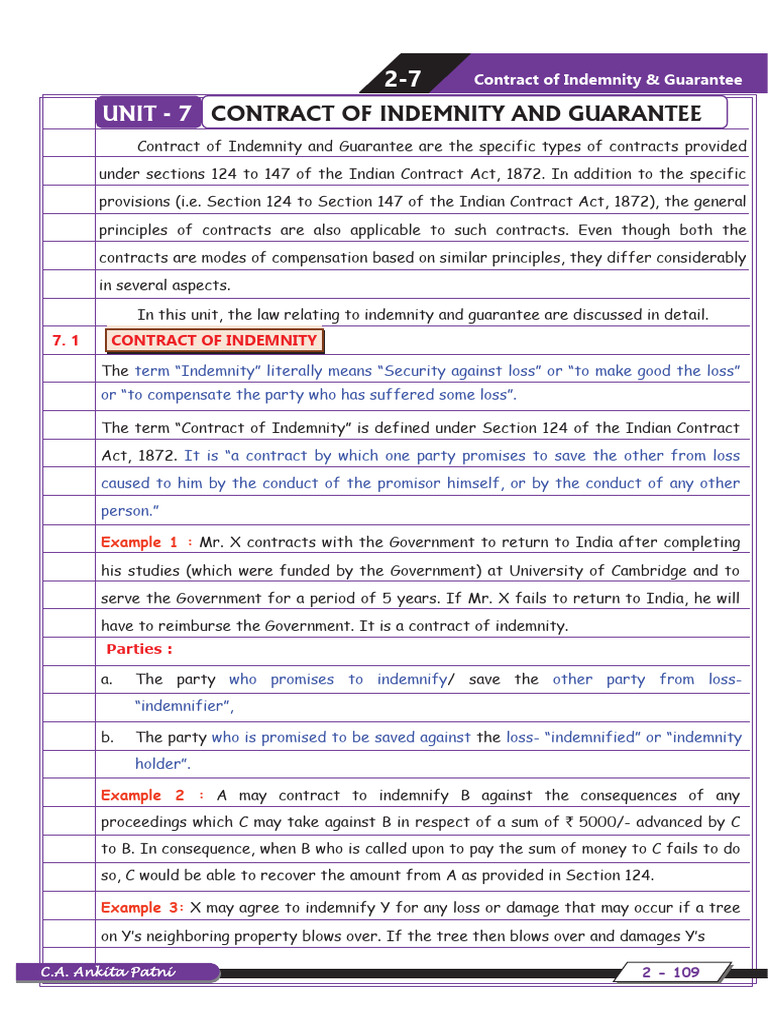 Understanding Indemnity and Guarantee Contracts | PDF | Guarantee ...