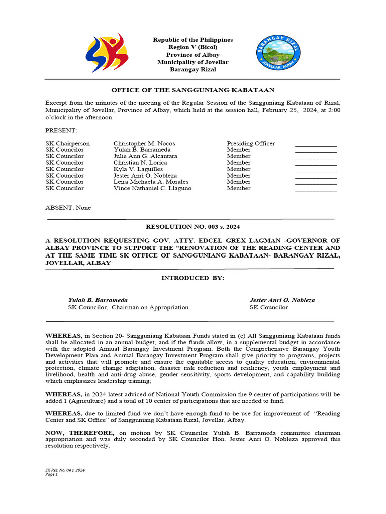 Resolution Hon. (SK) | PDF