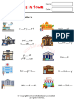 Places in Town Worksheets Missing Letters