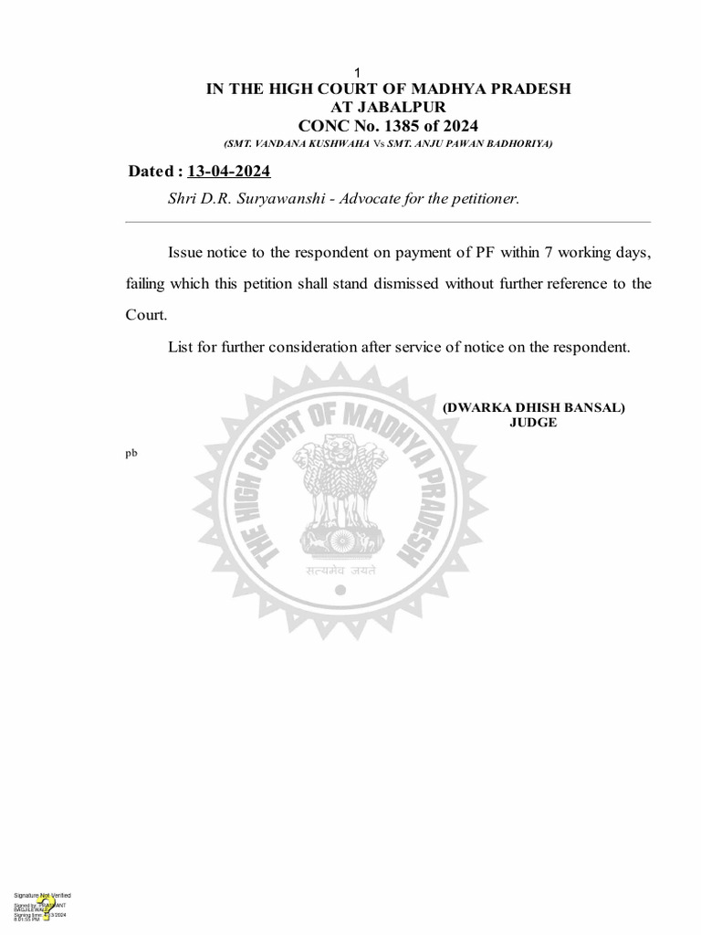 High Court Notice in Kushwaha Case | PDF