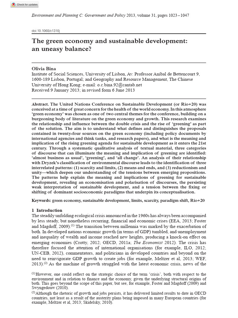 Green Economy vs. Sustainable Development | PDF | Sustainability ...