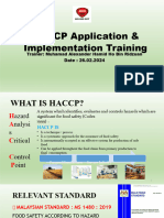 HACCP Application & Implementation Training