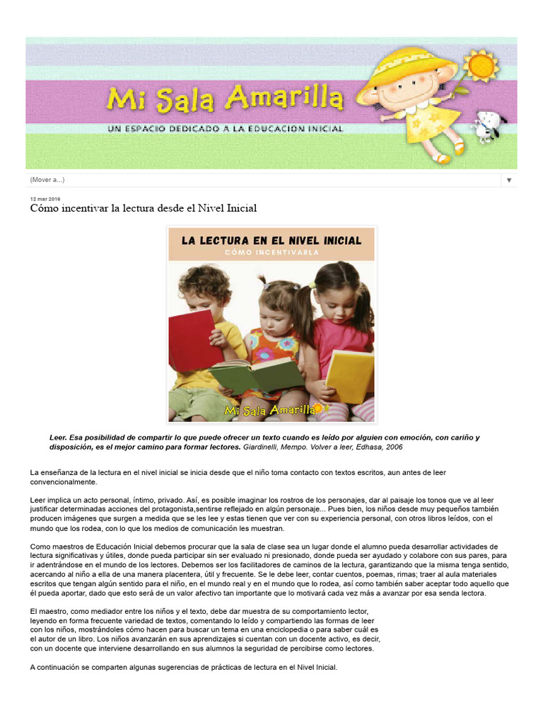 Mi Sala Amarilla - Cómo Incentivar La Lectura Desde El Nivel Inicial