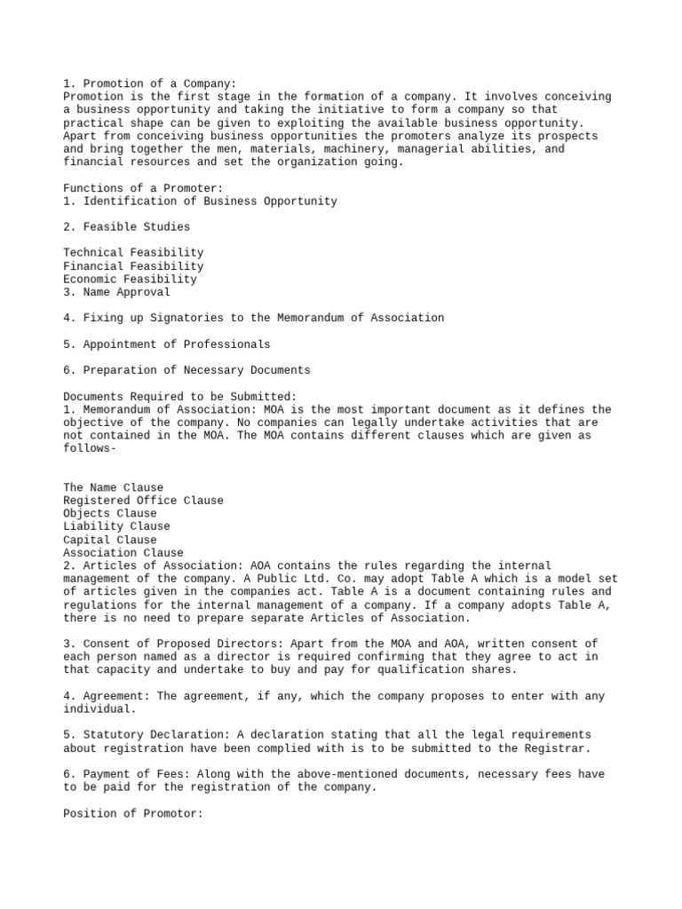 Document Preparation for Company Formation | PDF | Business | Articles ...