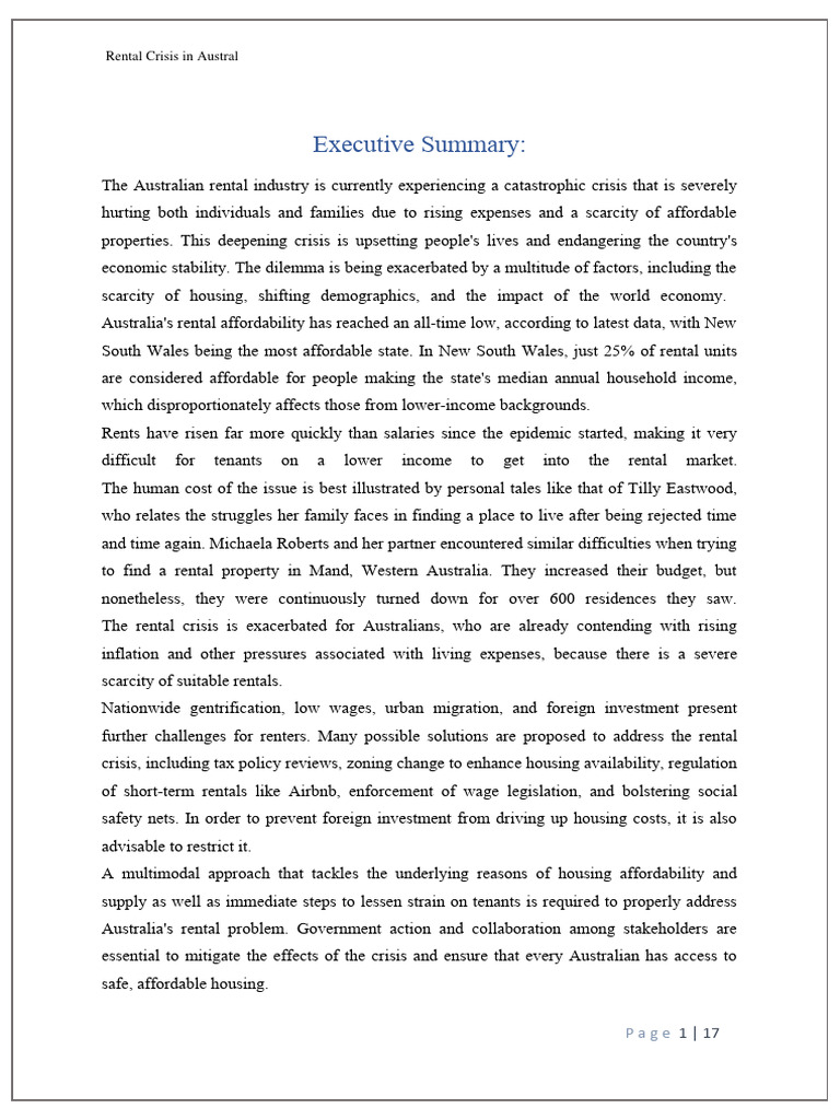Australia's Rental Crisis Explained | PDF | Affordable Housing | Poverty