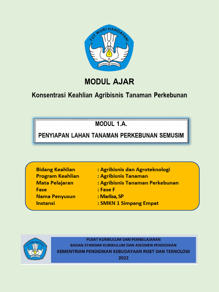 Modul Ajar Agribisnis Tanaman Perkebunan Penyiapan Lahan Perkebunan