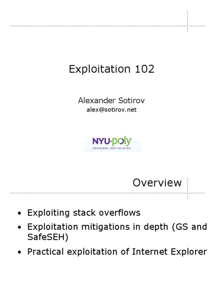Exploitation Techniques by Alex Sotirov | PDF | Operating System ...
