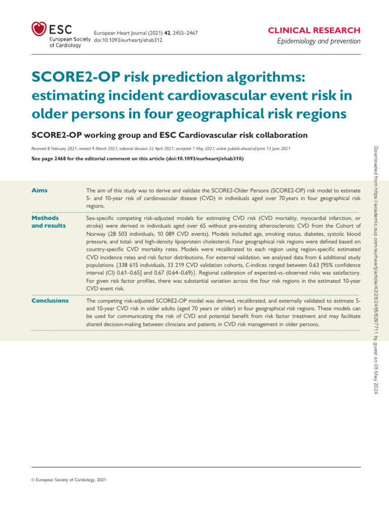 Score 2 - Op Esc | PDF | Cardiovascular Diseases | Risk