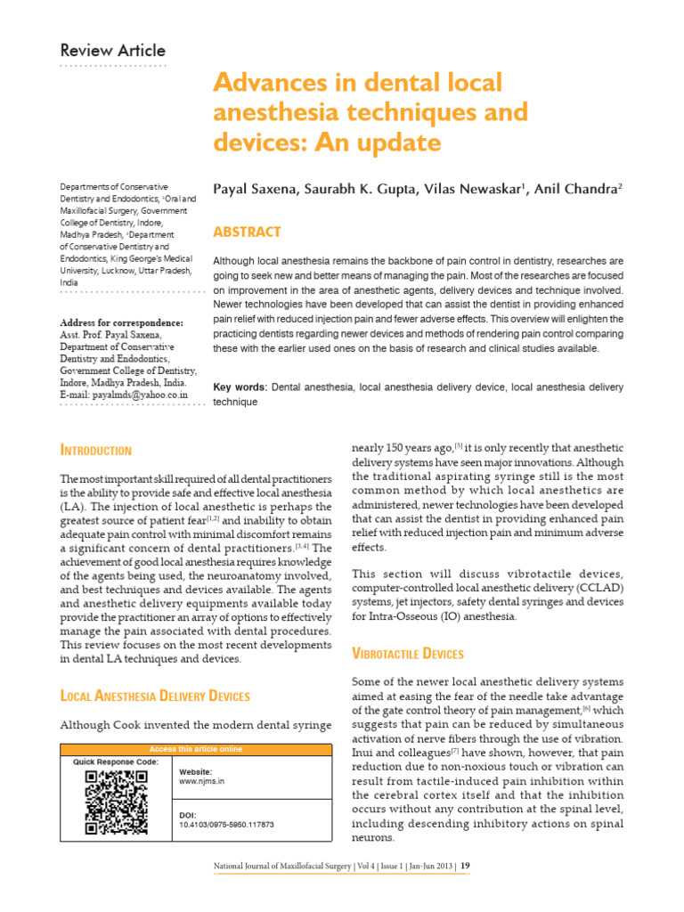 NJMS 4 19 | PDF | Syringe | Anesthesia