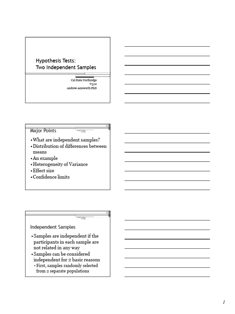 Independent Samples Hypothesis Testing | PDF | Variance | Effect Size
