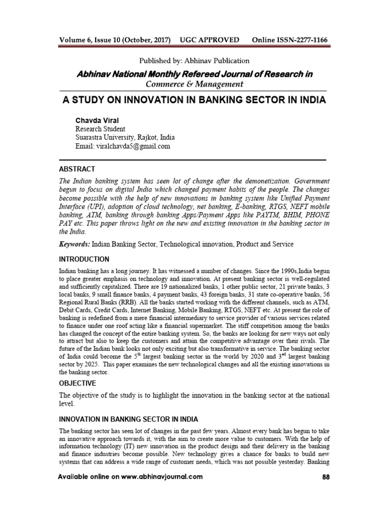 Innovation in Banking | PDF | Banks | Economies