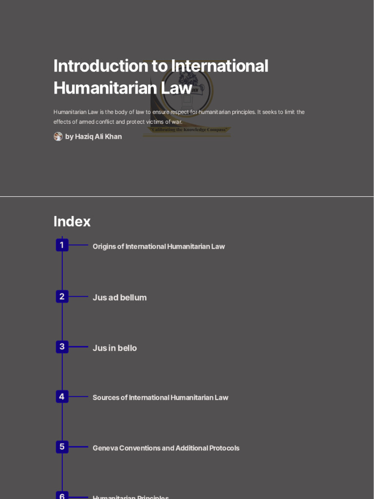 Overview of Humanitarian Law Principles | PDF | International ...