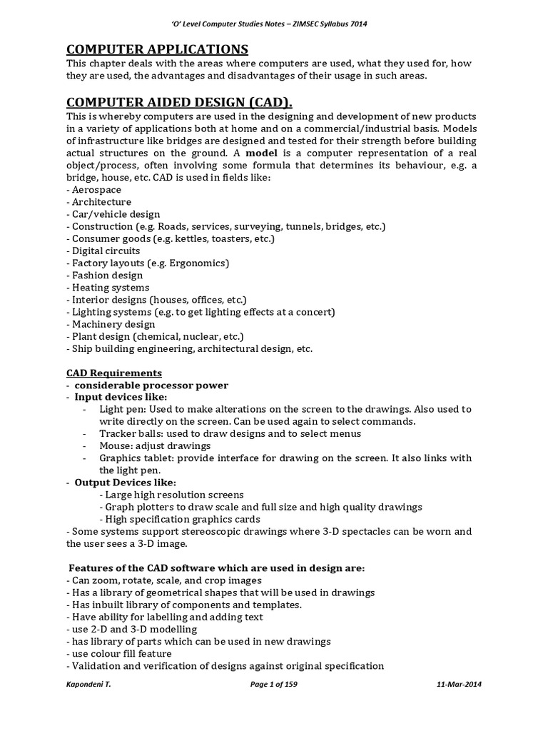 Computer Studies Notes - Tsambe Structure | Download Free PDF ...