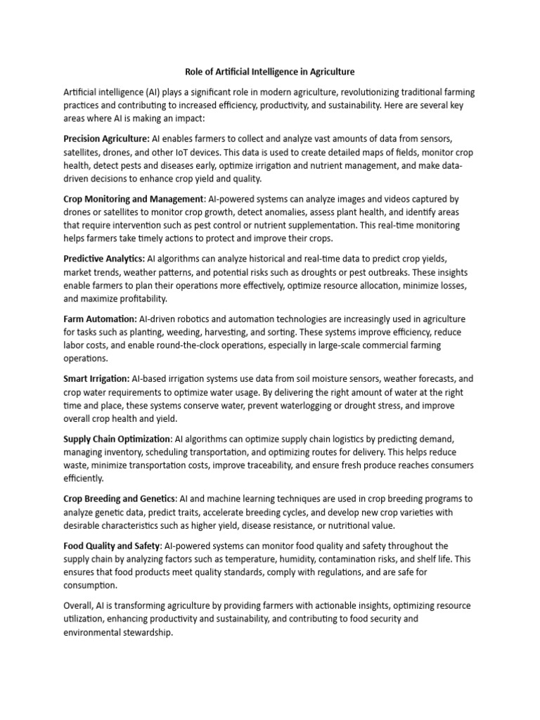 Artificial Intelligence In Agriculture Research Paper Pdf