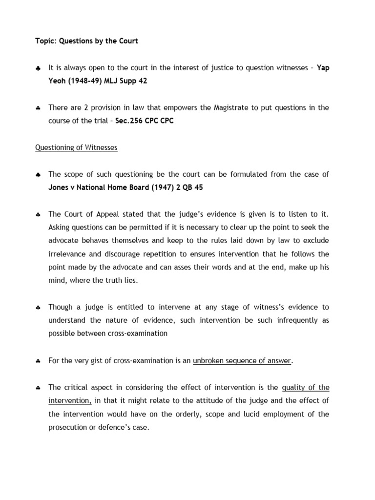 Questions by The Court | PDF | Trials | Cross Examination