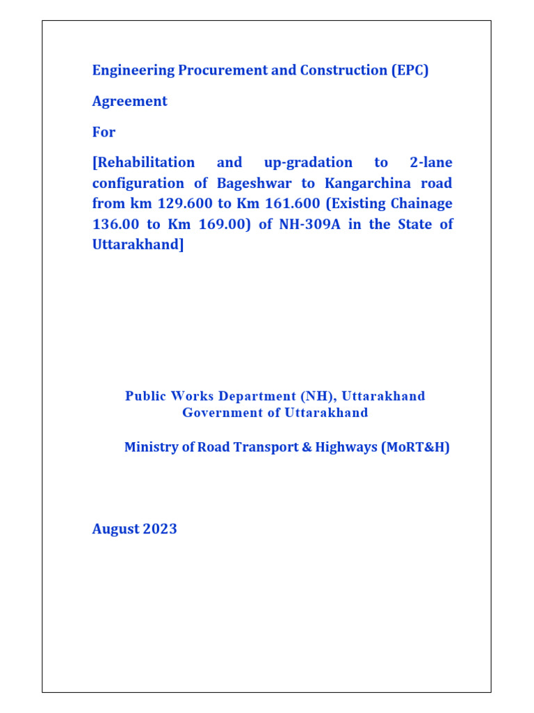 Uttarakhand EPC Agreement for NH-309A | PDF | Indemnity | Taxes