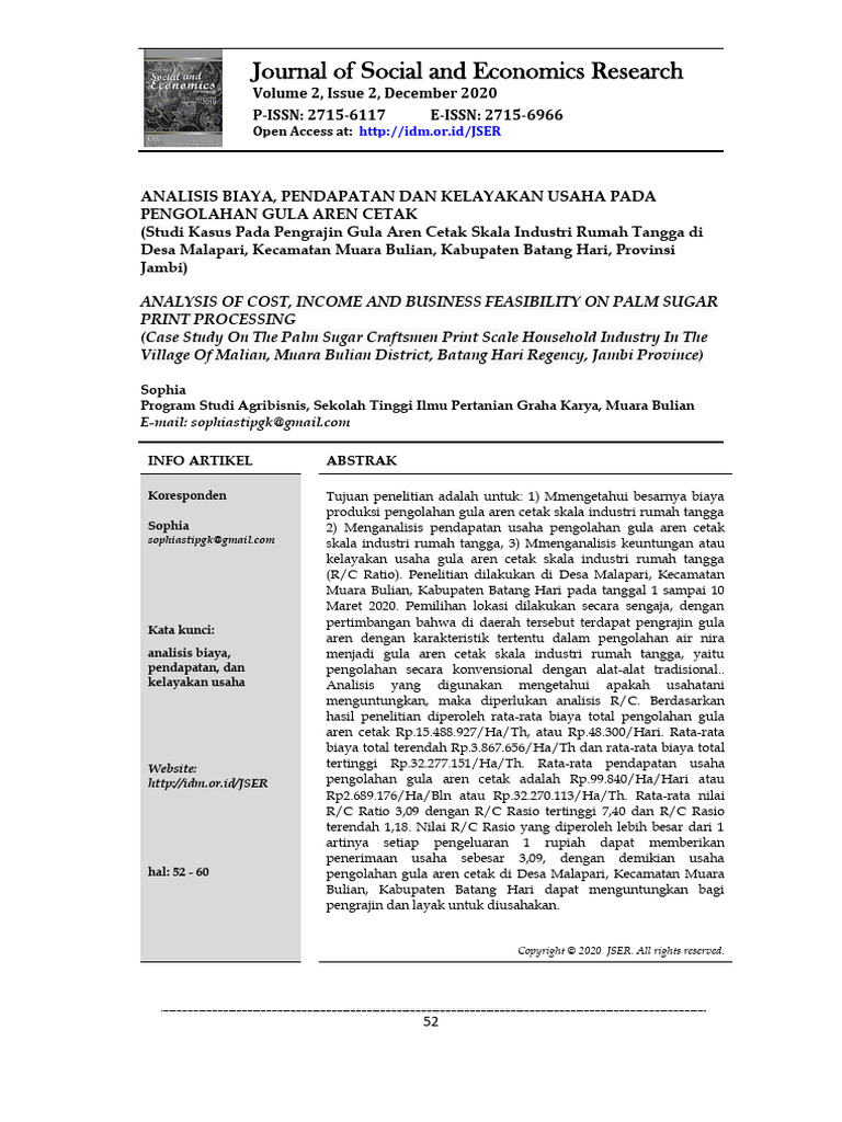 Journal Of: Social and Economics Research | PDF