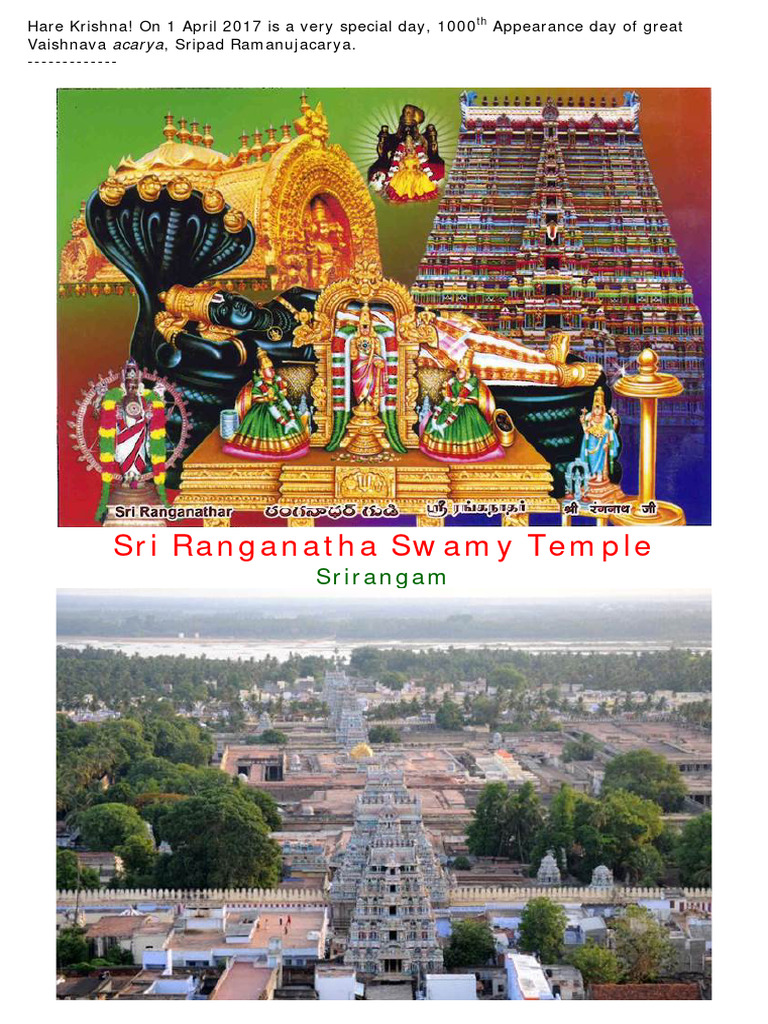 Sri Ranganatha Swamy Temple Srirangam PDF Vaishnavism Hindu Gods