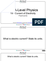 Flashcards - 19 Current of Electricity - CIE Physics A-Level