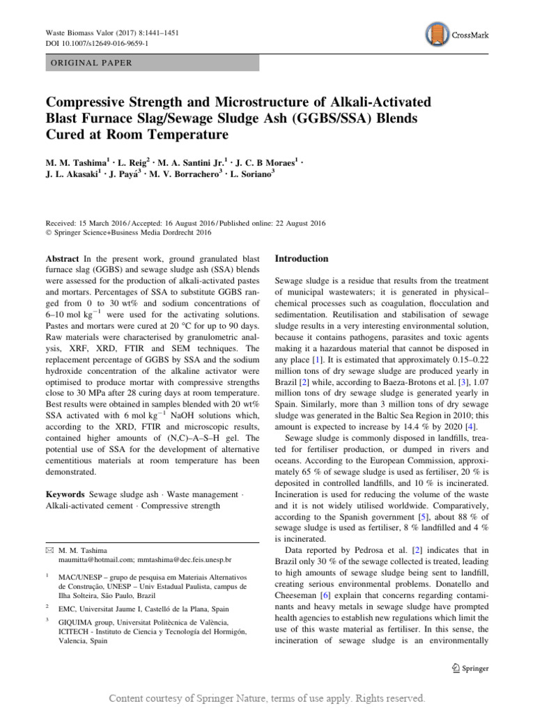Compressive Strength of GGBS/SSA Blends | PDF | Concrete | Cement