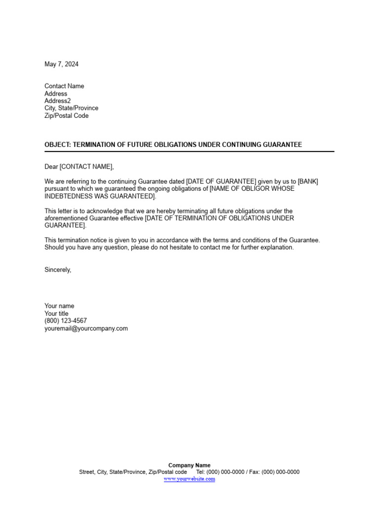 Termination of Future Guaranty | PDF