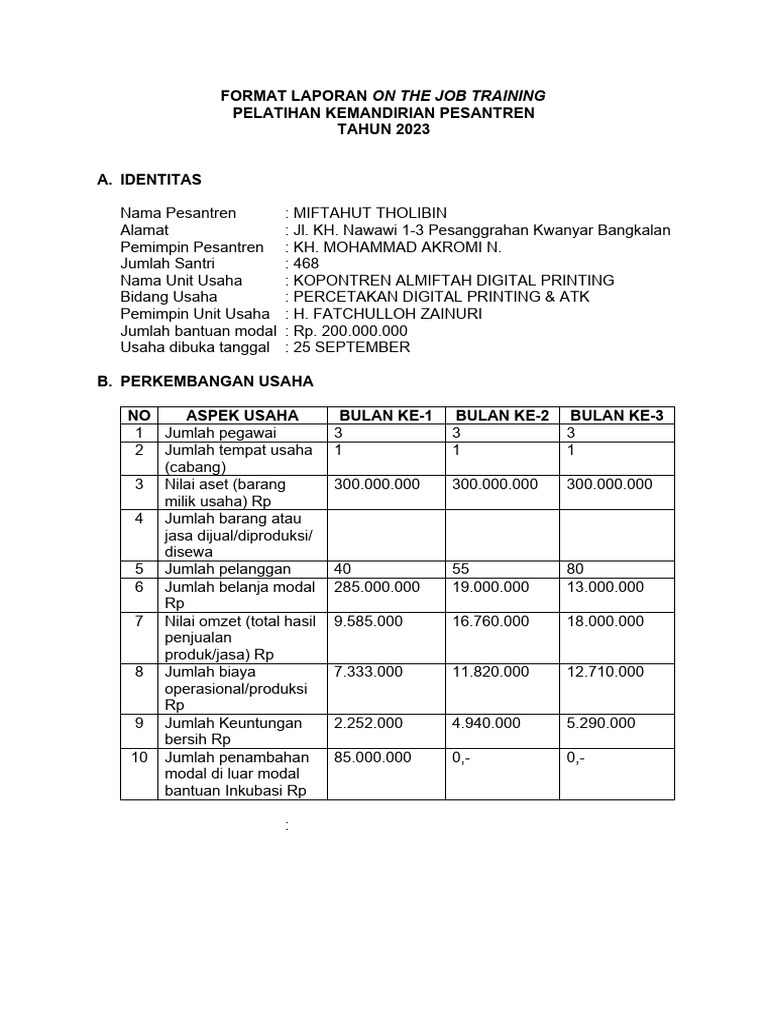Format Laporan Ojt Pdf