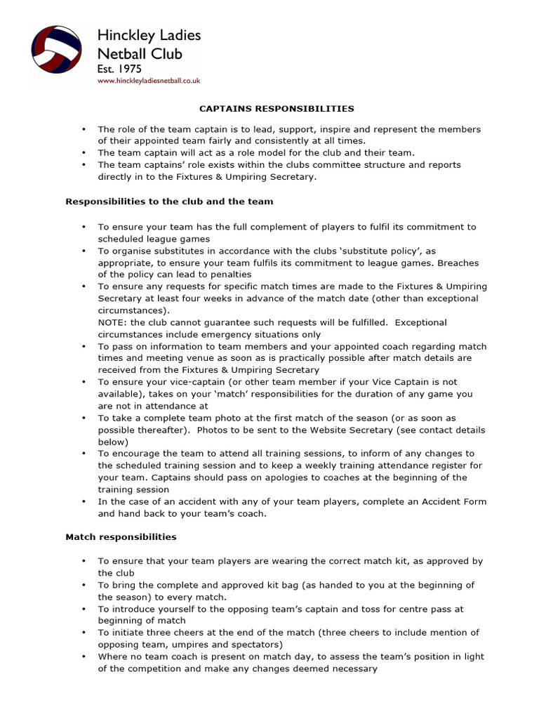 Team Captain Duties Guide | PDF | Business