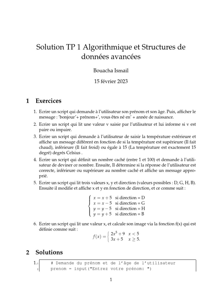 Exercices d'algorithmique en Python | PDF