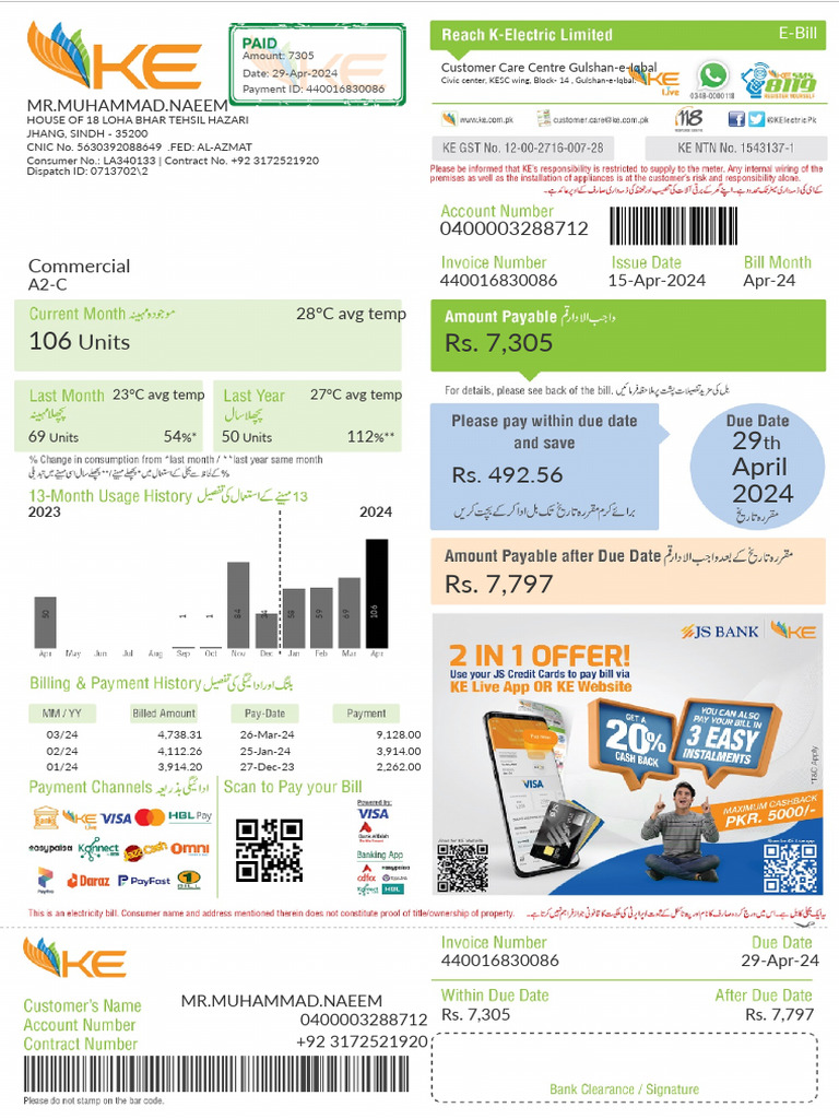 K Electric 0400003288712440016830086pdf Original PDF Fee Taxes