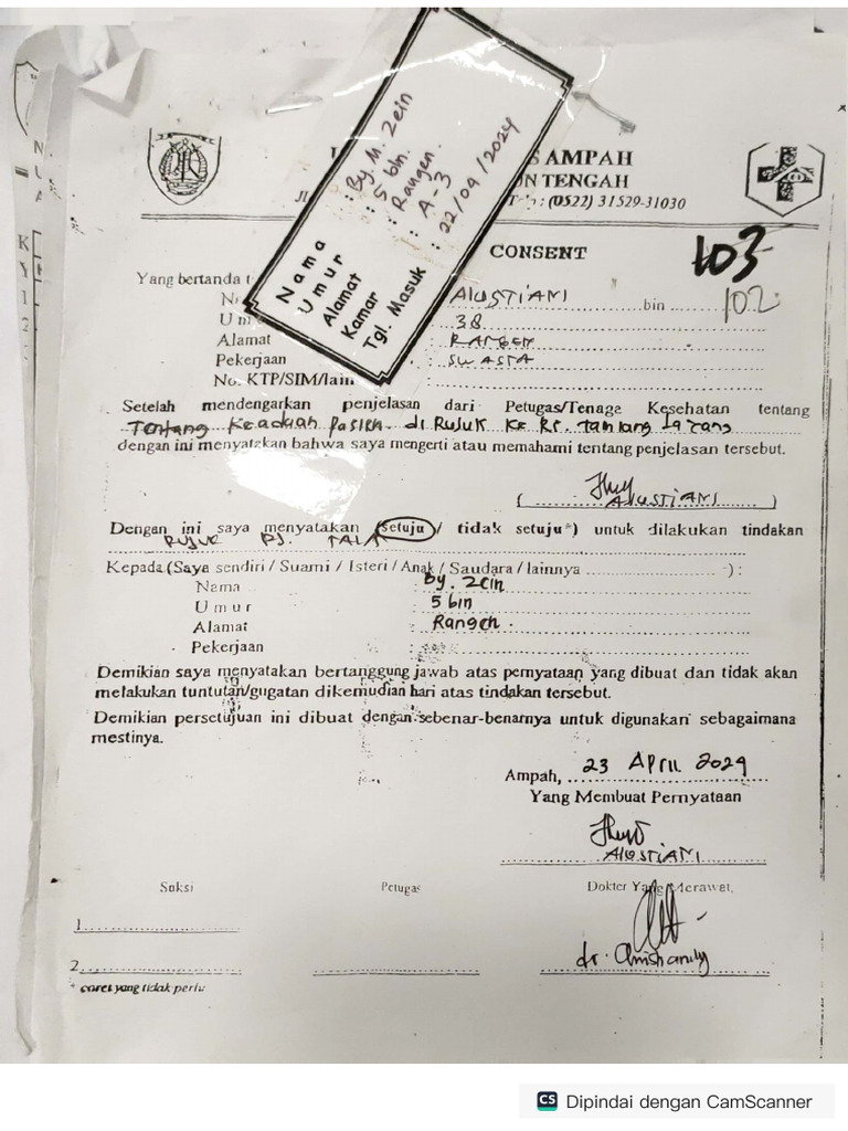 Status Rawat Inap PX By. M. Zein | PDF